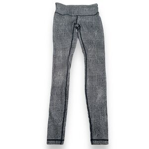 Lululemon Wunder Under Leggings Womens 4 White Black Activewear Fall‎ Net Static